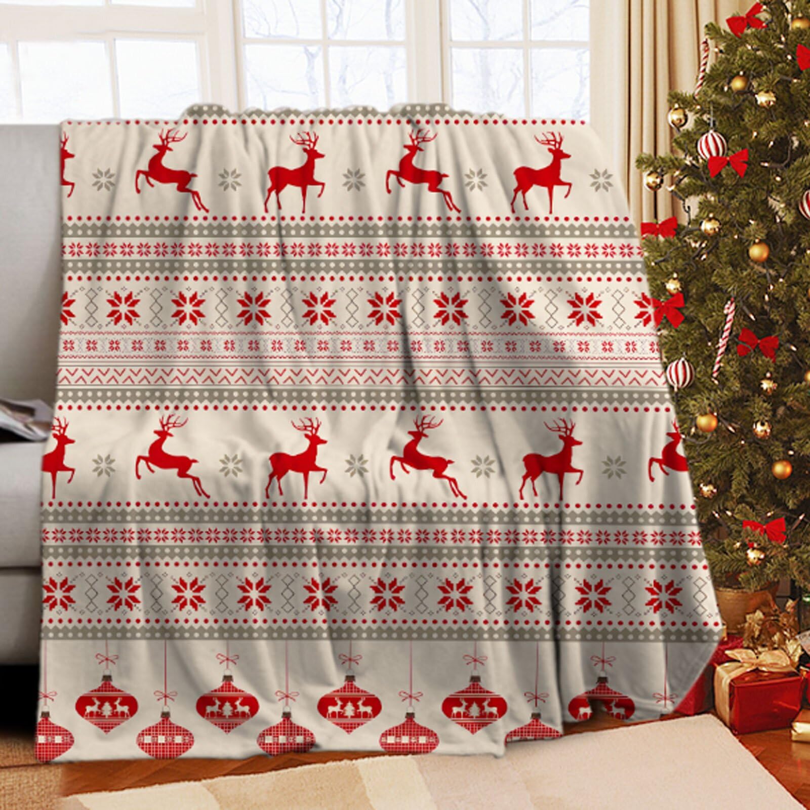 Manta De Navidad 130x150cm,Suave y cómodo Franela Manta para Sofa,Pertain Adolescentes De Adultos Navidad Gift (Weihnachtselch, 130x150cm)