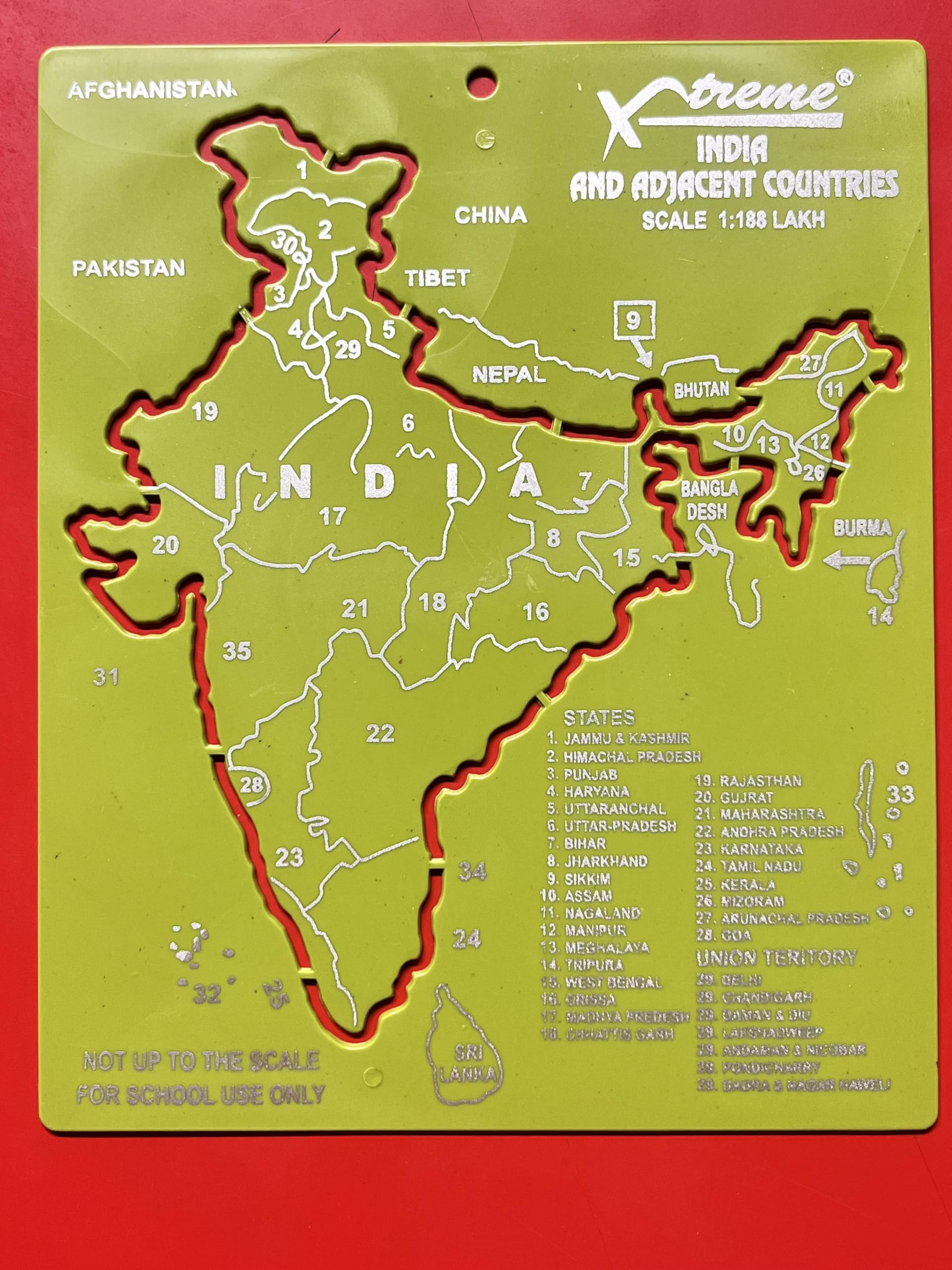 India and Adjacent Countries Map Stencil, Scale 1:188 Lakh, for School Use, Pack of 1-image-42
