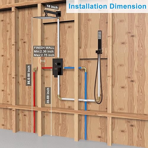 Miniatura 7 de EMBATHER Sistema de ducha de bronce aceitado, juego de grifo de ducha con cabezal de ducha de lluvia de 10 pulgadas para baño, juego combinado de