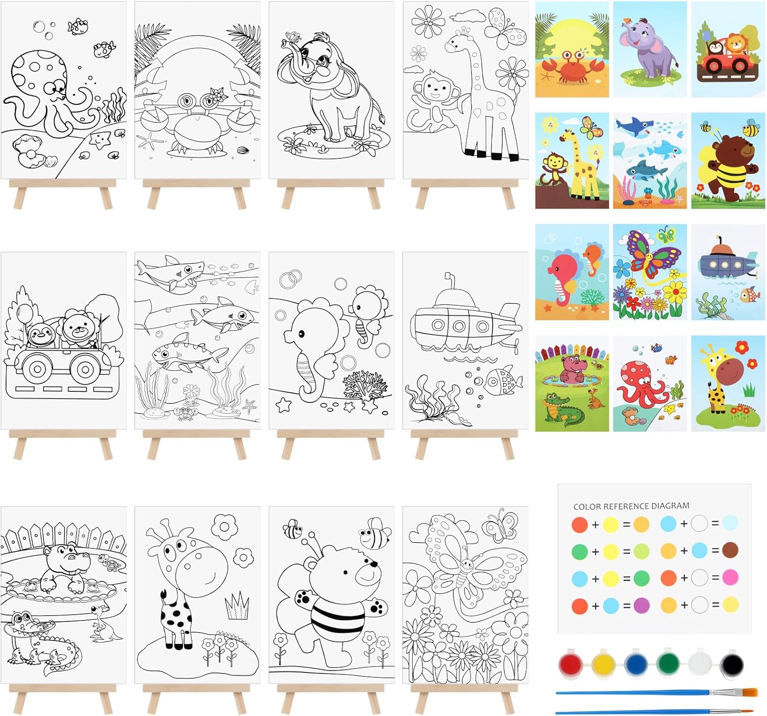 Tenceur 12 Sets Paint Your Own Designer Canvas Set Coloring