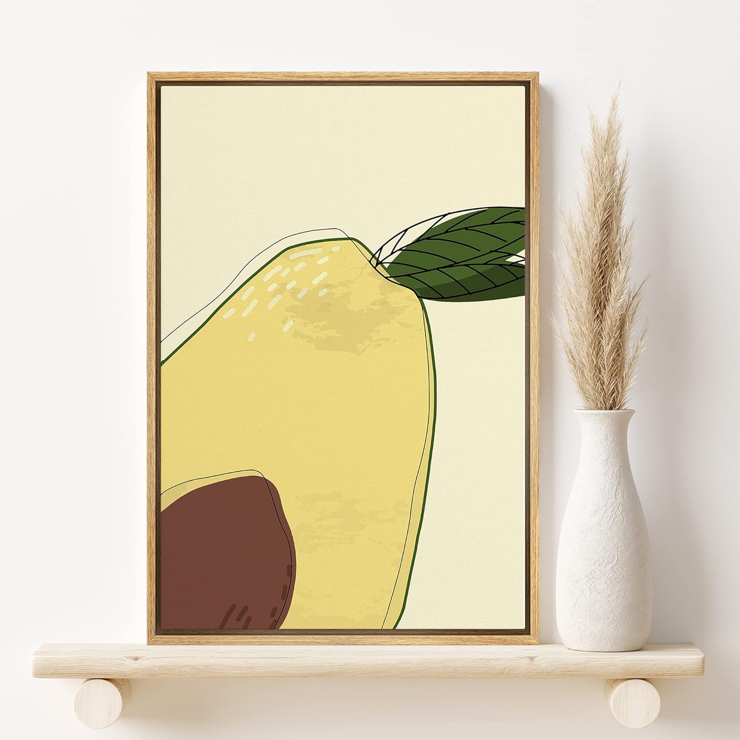 SIGNLEADER Framed Canvas Print Wall Art Cartoon Style Yellow Pear Close-Up Food Fruit Illustrations Modern Art Chic Colorful Multicolor Ultra for Living Room, Bedroom, Office - 16"x24" 16" x 24" Base20-2106-fruit-eva12