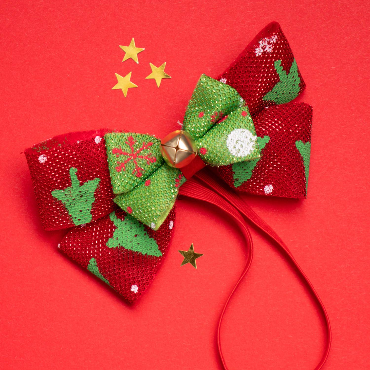 Folat - Bowtie/Hairband Christmas with Bell Red-Green, ?3 x 15 x 18 cm
