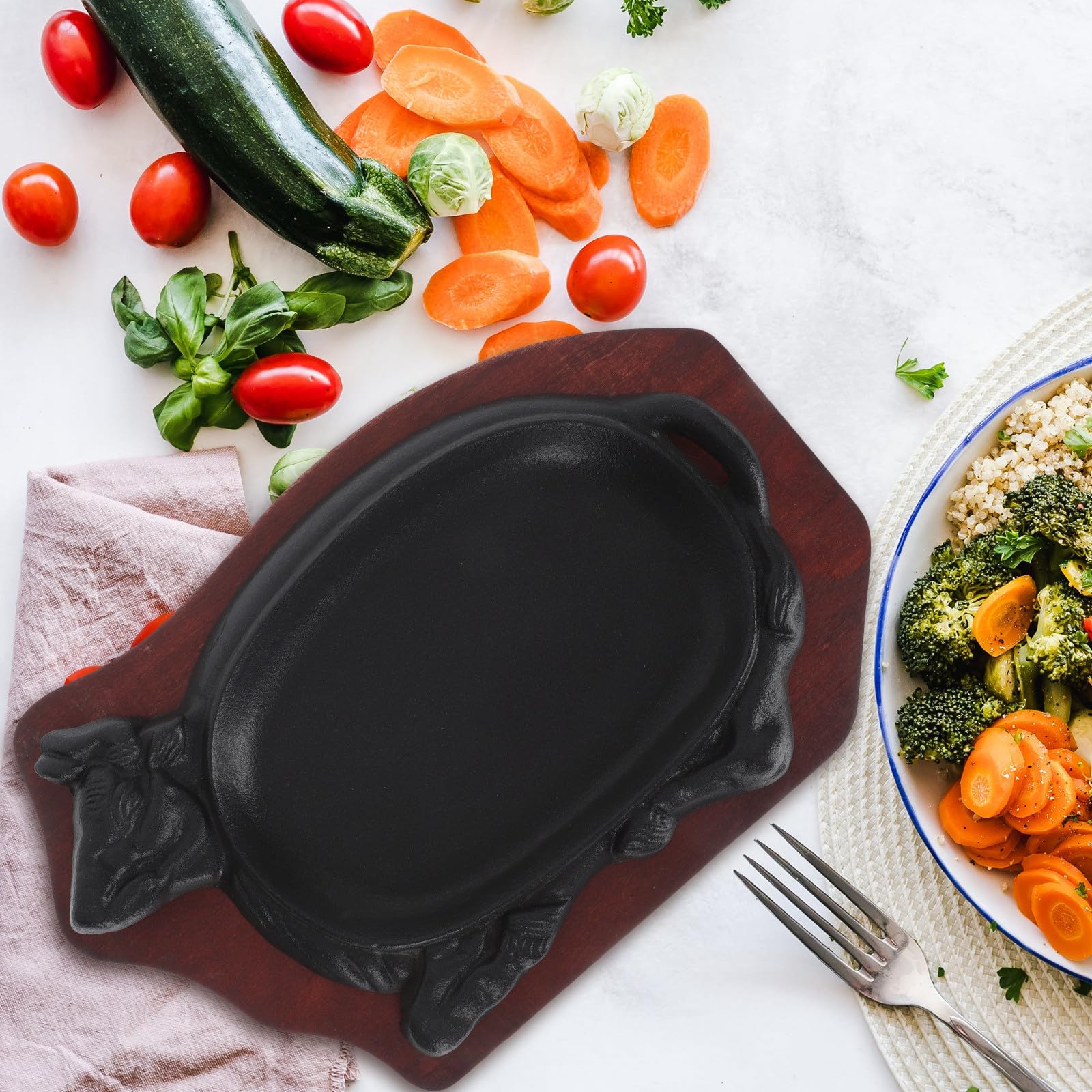 Garneck Plancha De Asar Antiadherente Para Carne y Pescado Placa De Parrilla De Buey Bandeja Ligera y Fácil De Transportar