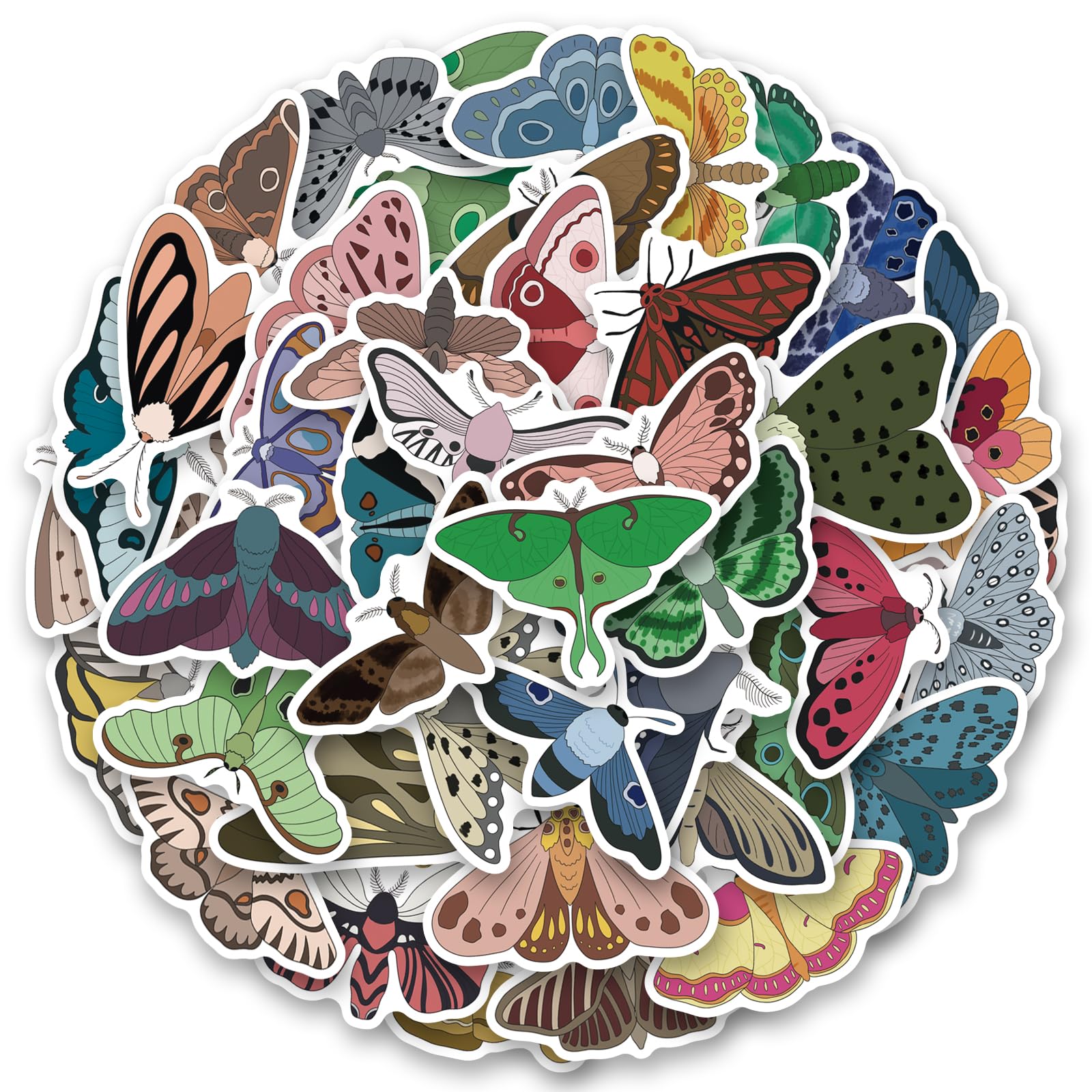 110 PCS Moth Stickers, Aesthetic Vinyl Insect Stickers for Water Bottle Laptop Luggage Helmet Skateboard Snowboard Guitar Scrapbook Phone Gifts for