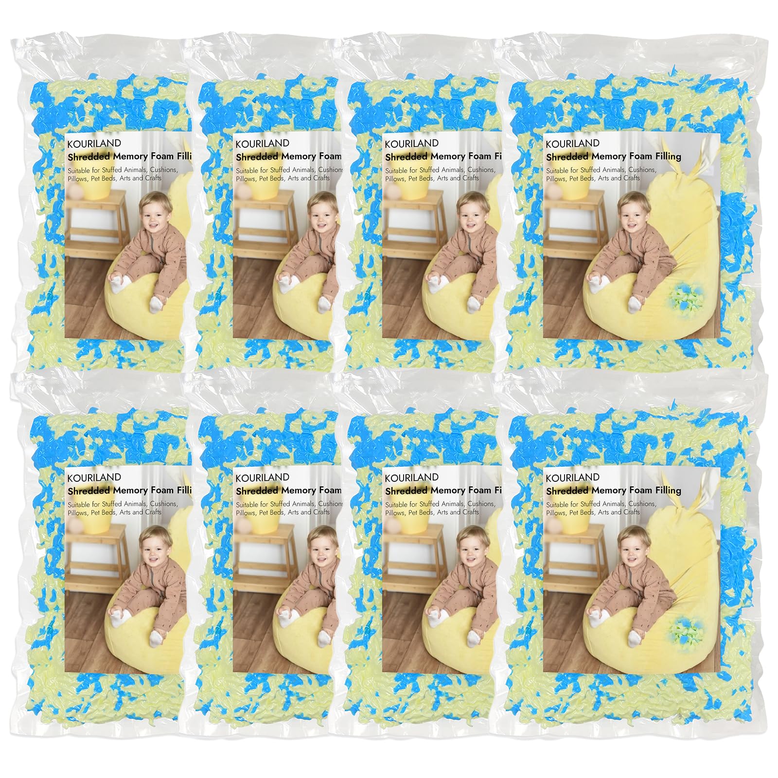 40LBS Bean Bag Filler – Shredded Memory Foam Refill with Cooling Gel, Soft & High Resilience Foam Filling for Bean Bag Chair, Couch Cushion, Pillow, Dog Bed & DIY Crafts