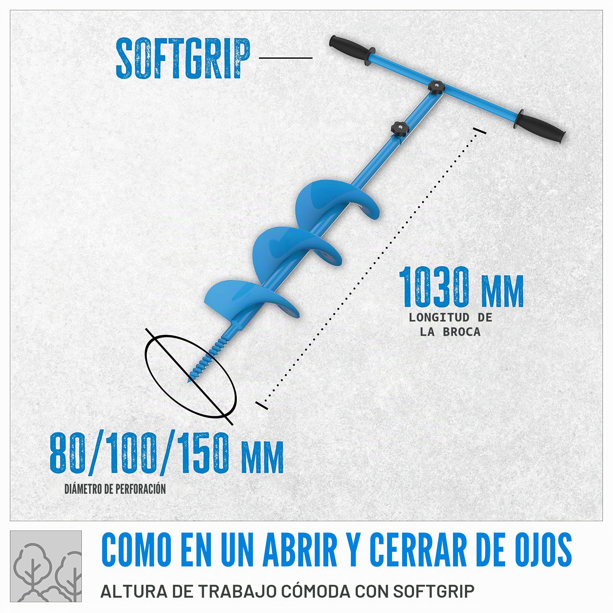 Güde 94415 GH 80-150 - Broca manual 3 en 1 (incluye tres accesorios diferentes), color azul, 68 x 23 cm