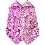 Spotted Play 2 Pack Hooded Baby Towels - 100% Muslin Cotton for Newborns, Infants, Toddlers - Large 32x32 Inch Size - Highly Absorbent and Essential for Newborn Care, Deep Sakura