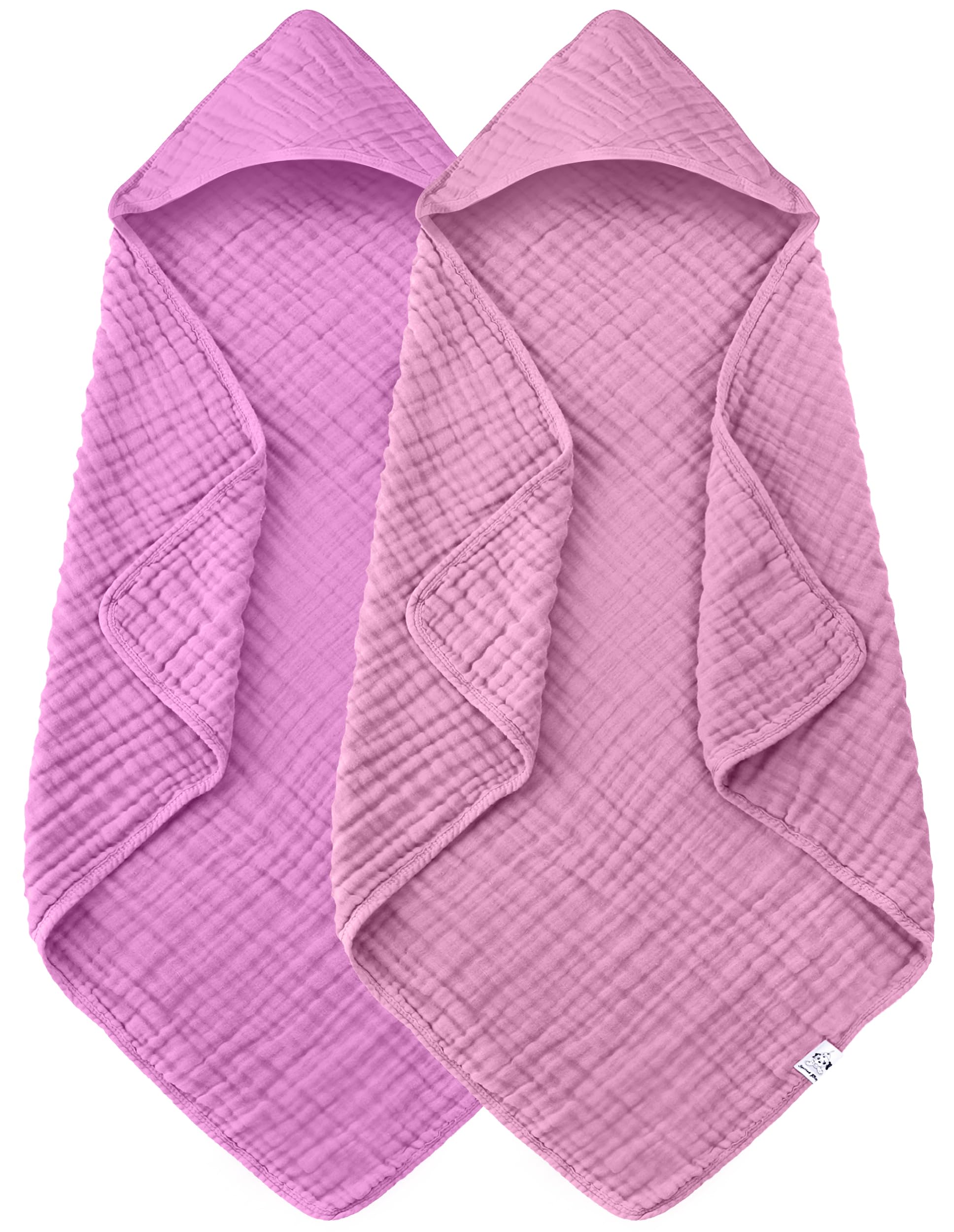 Spotted Play 2 Pack Hooded Baby Towels - 100% Muslin Cotton for Newborns, Infants, Toddlers - Large 32x32 Inch Size - Highly Absorbent and Essential