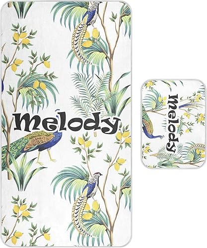 Custom Peacock Crib Mattress Protector Pad for Boys Girls Baby Ice Silk Mat Bed Playard Playpen Sheets Cooling Mattress Topper Play Mat for Standard