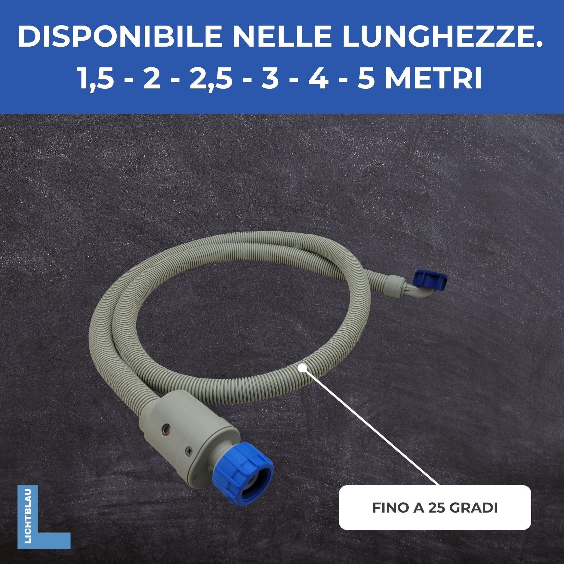 LICHTBLAU Tubo di carico di sicurezza Aquastop I 4,0 m I con attacco 3/4 pollice con filettatura metallica per lavatrici e lavastoviglie 2990 Valvola di sicurezza Aquastop certificazione VDE