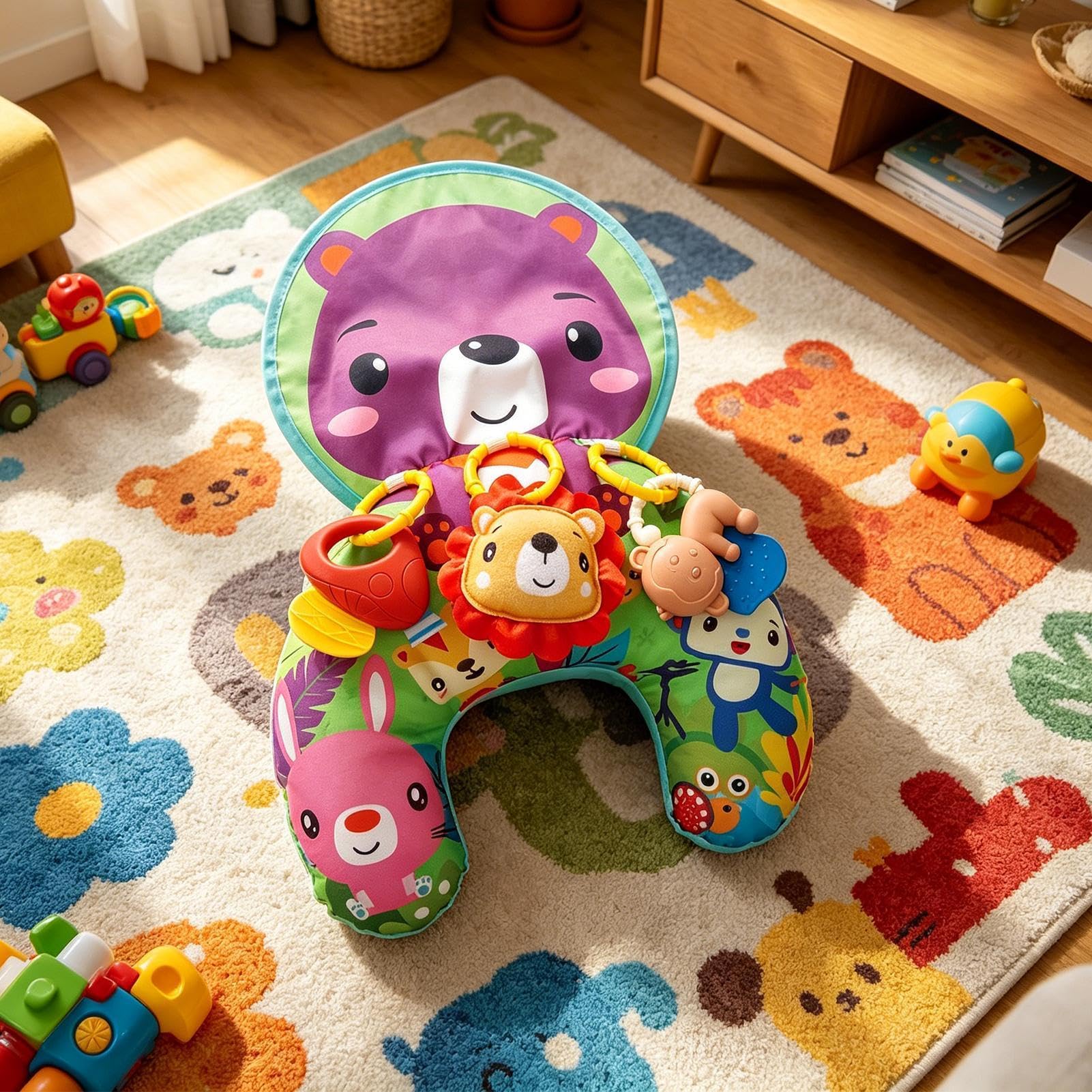 Cuscino per sedersi, cuscino di supporto rotolabile, con 45,6 x 31,8 x 10 cm, cuscino per allenamento da pavimento, per bambini, equilibrio morbido e per il movimento, design comfort minimo