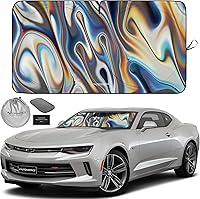 Vista 1 de Autoamerics Parasol de Parabrisas de Una Pieza - Parasol Cromado Líquido Plegable para Ventana Delantera de Auto para Carros SUV Camión - Protector