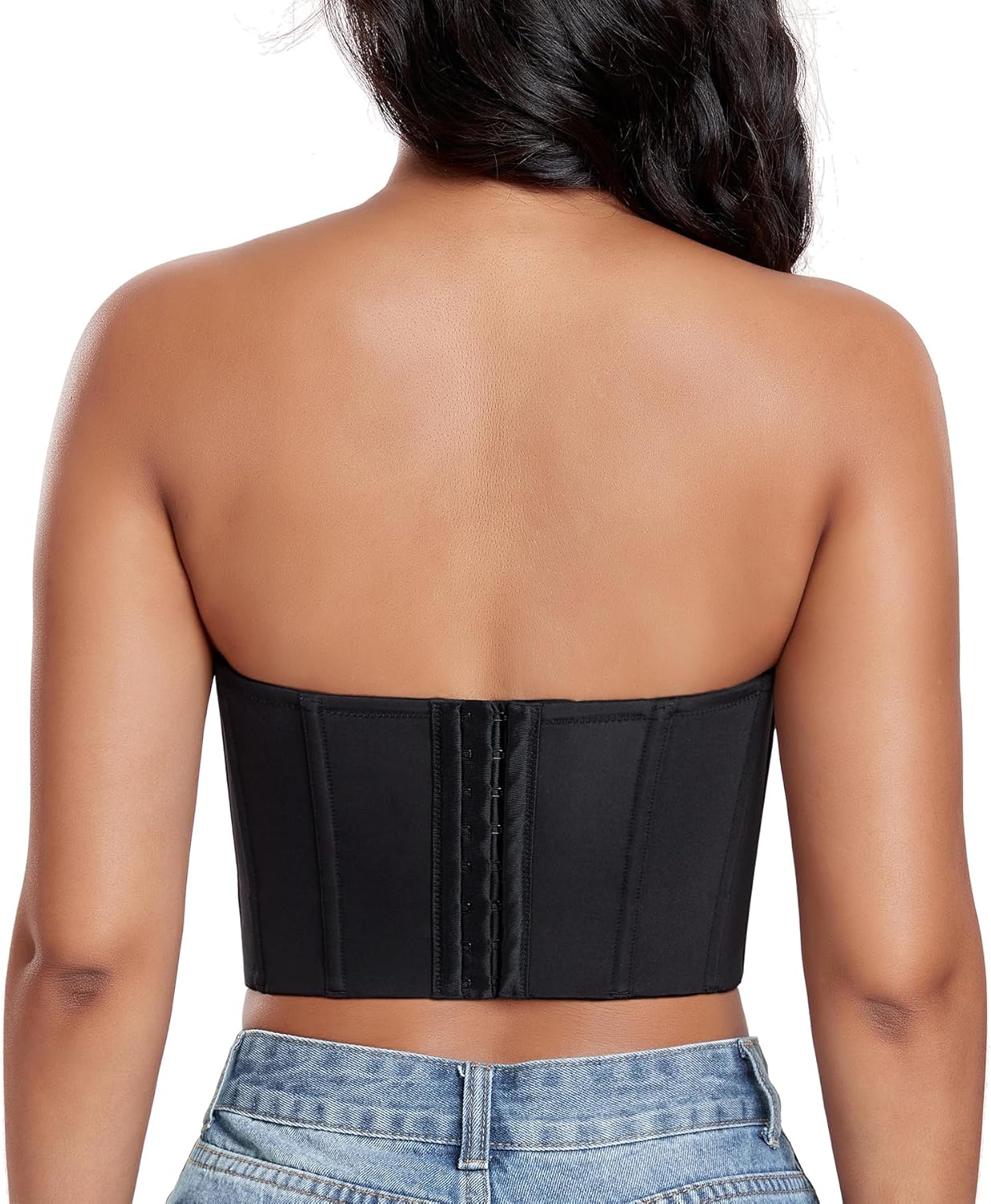 DotVol Women's Longline Strapless Full Figure Underwire Corset Bustier Bra - Image 3