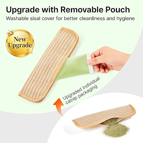 Vista 5 de Potaroma Paquete de 2 juguetes para gatos con hierba gatera orgánica A+ de 6000 mg A+, material de sisal suave, juguetes para rascar y patear