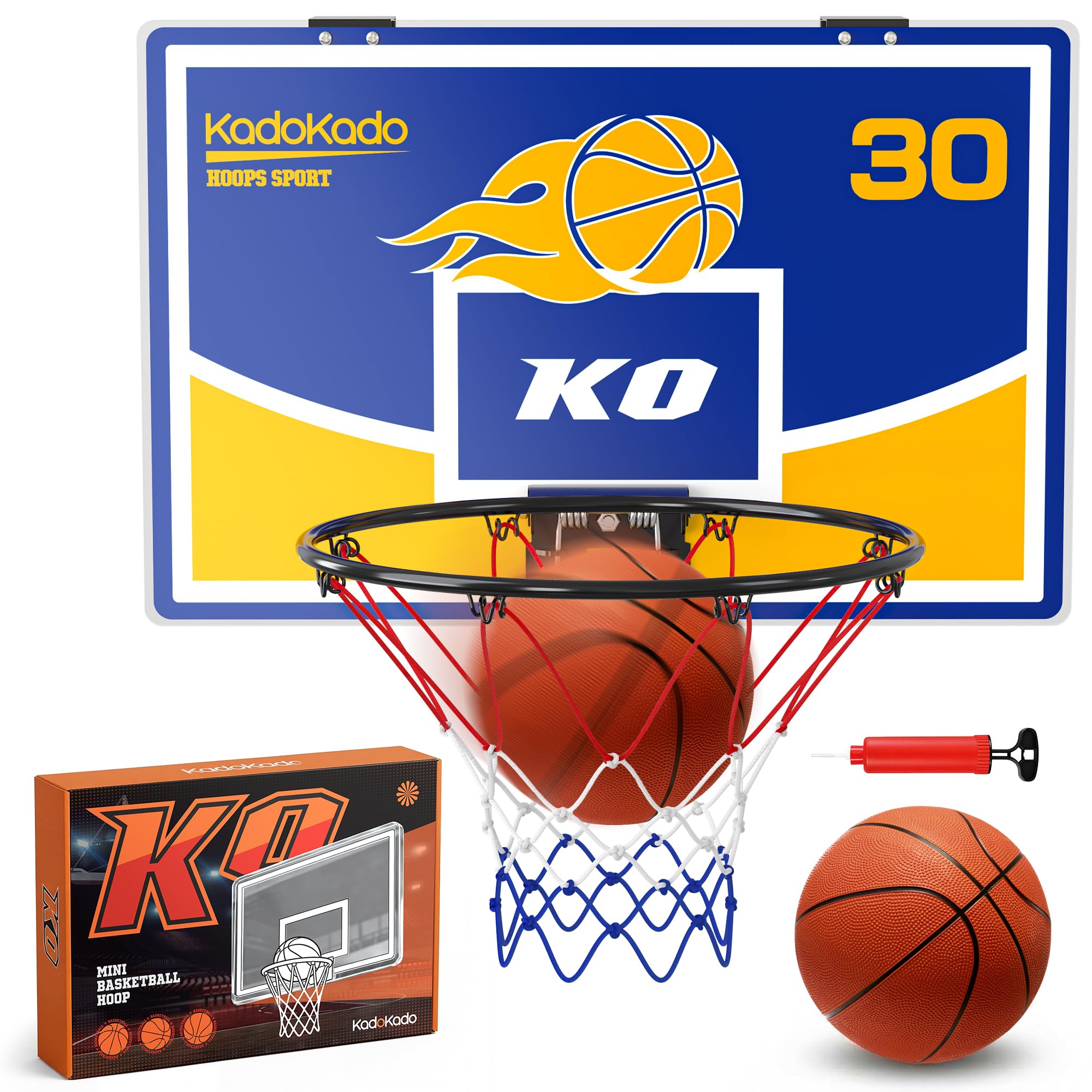 KadoKado Mini Basketballkorb Set, Basketballkorb Indoor, Basketball Korb im Zimmer Wandmontage Mit 4 Balls, Basketballkörbe tür Set für Outdoor Indoor, Geschenk
