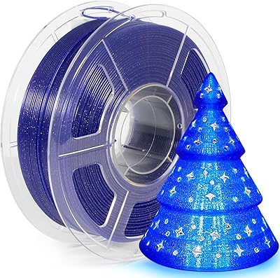 30 – iSANMATE 3D Printer Filament, Transparent Glitter Blue PLA Filament 1.75 mm, 3D Printing Filament 1KG/2.2lb