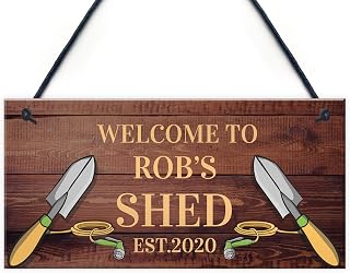 RED OCEAN PERSONALISED Shed Sign Gift For Men Garden Shed Allotment Greenhouse Sign
