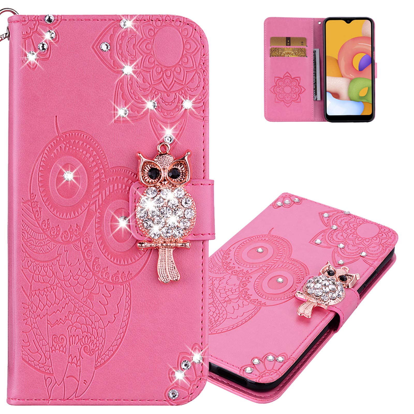 LEMAXELERS Galaxy S20 FE 5G Case Owl Pattern Glitter Sparkly Gems Shockproof PU Leather Wallet Cover Flip Stand Card Slots Magnetic Silicone Bumper Folio Case for Samsung Galaxy S20 FE 5G Pink YK