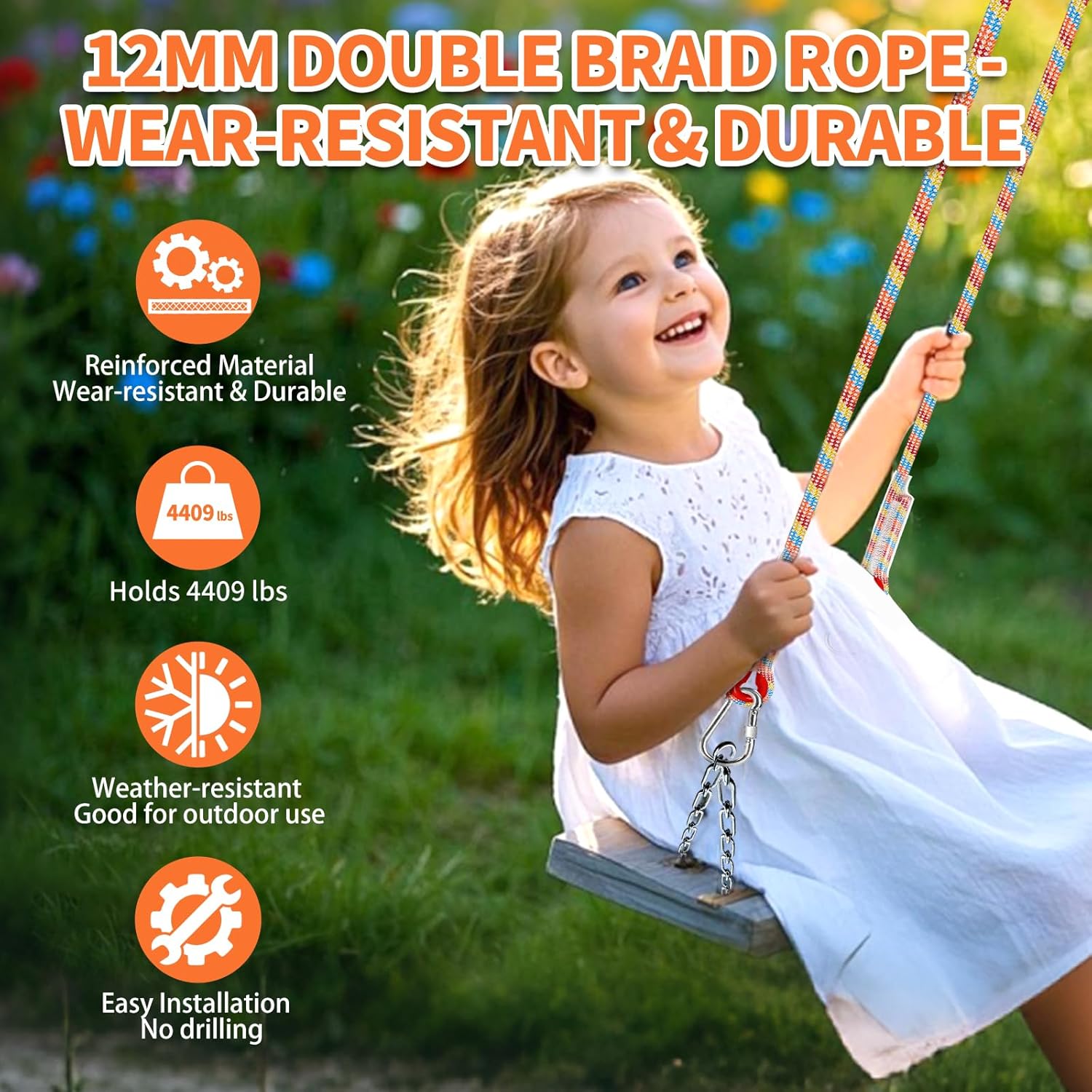 Tree Swing Ropes (Set of 2), 3FT/5FT/10FT/15FT/20FT, Tree Swing Straps Hanging Kit Holds 4400 lbs, Heavy Duty Carabiners for All Swing Hammock Playground Set Accessories (5 FT) 5 81WXaFuu+qL. AC SL1500