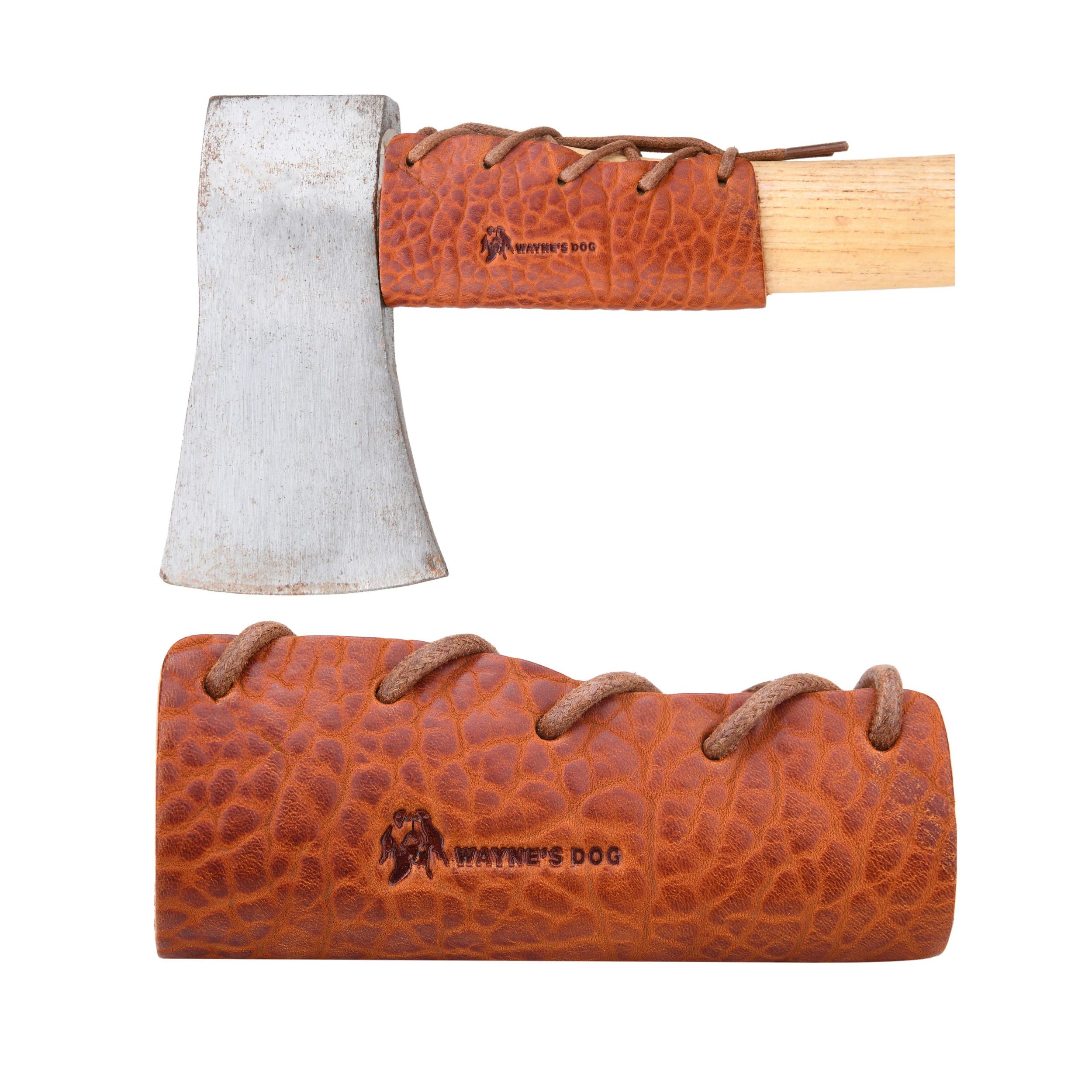 Leather Axe Collar Guard, Axe Handle Wraps Covers for Gardening Picks or Camping Axes Protector (Axe Collar 02)