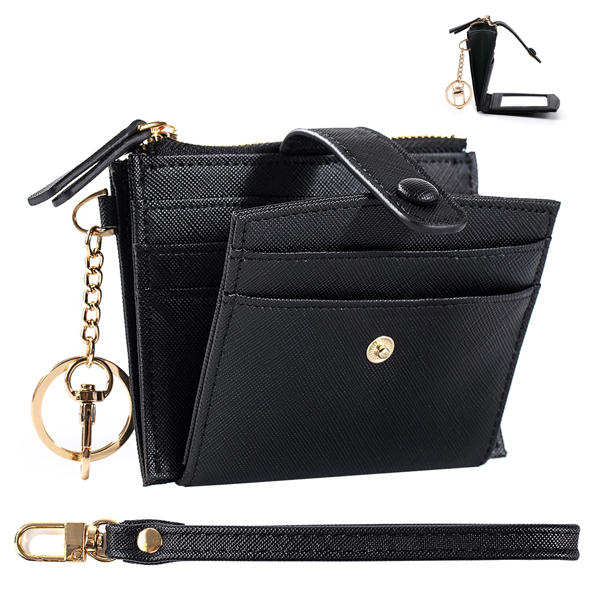 TSNSOEEO Keychain Wallet Wristlet Small Credit Card Holder Bracelet Key Chain Purse Bangle Tassel Beads Key Rings for Women