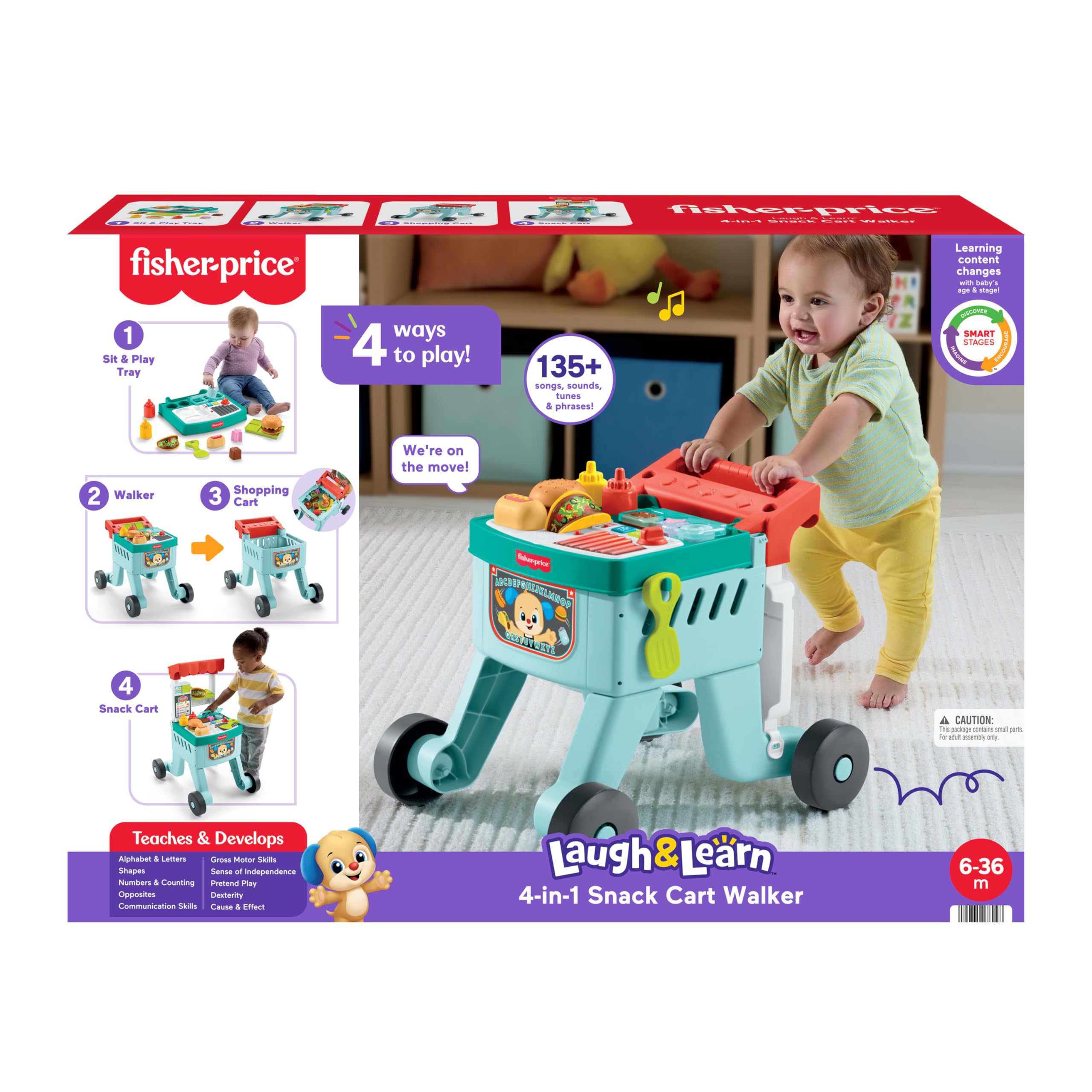 Fisher-Price Wózek na zakupy 4 w 1 Walker zabawka dla niemowląt JLM95