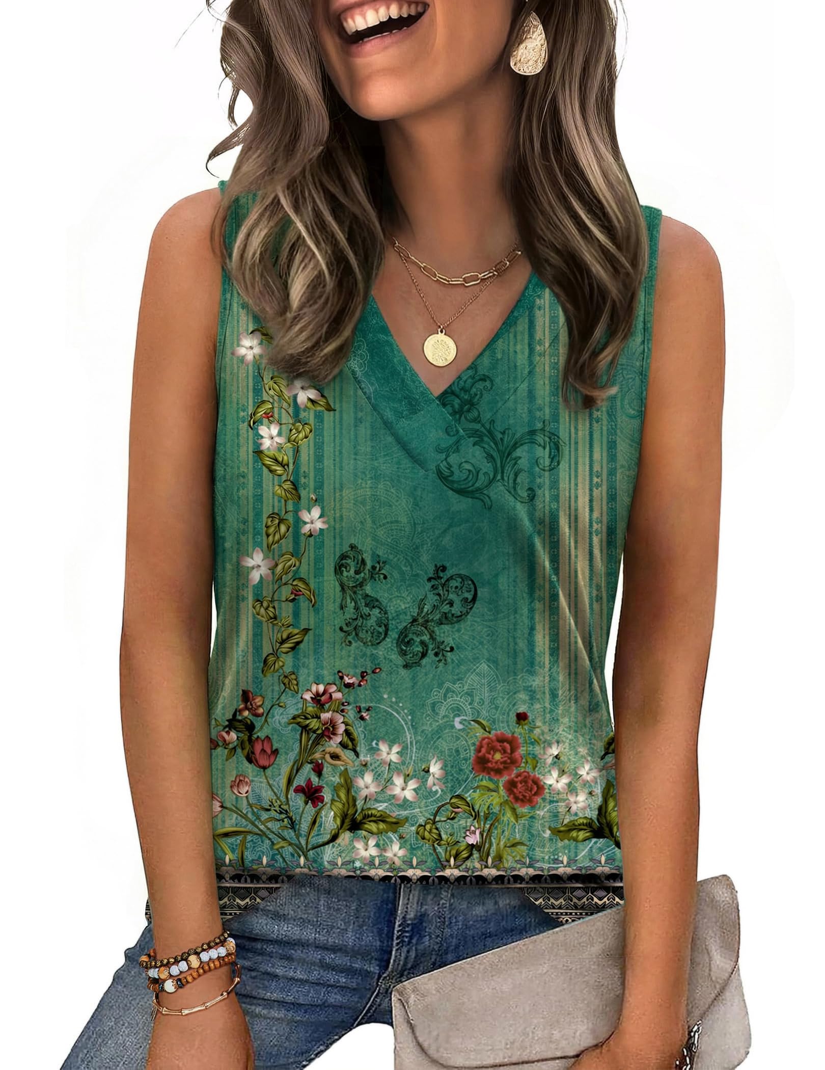 Zeagoo Tank Top for Women V Neck Loose Fit Sleeveless Summer Tops Business Casual Outfits Dressy Blouses Shirts — view 10