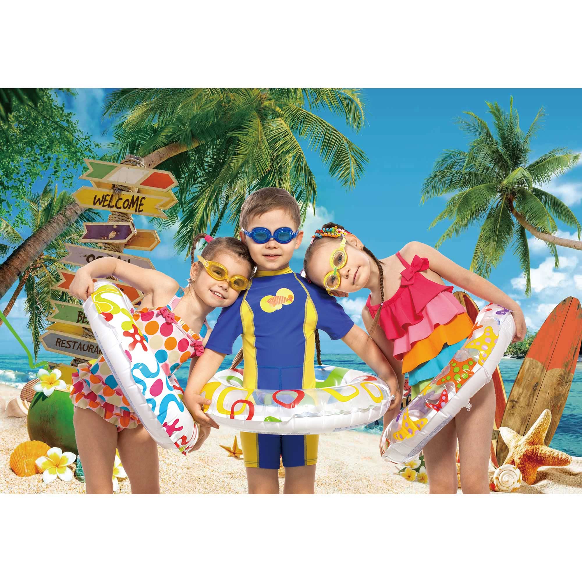 Funnytree Fotohintergrund 2,4x1,8 M, Tropischer Strand Mit Palmen, Aus Stoff, Für Studio, Party, Video