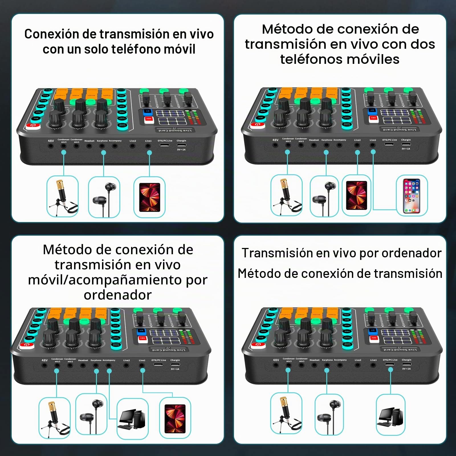 Paquete de Equipo de Podcast, Paquete de micrófono de Condensador Audio Profesional/Equipo de Estudio/micrófono de Podcast para transmisión de transmisión, Juegos, grabación, Canto, Tiktok, Youtube