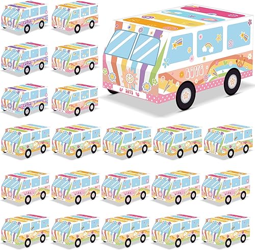 25 cajas de camión para fiestas geniales para centros de mesa, decoración de mesa, retro, hippie, cajas de regalo de fiesta, cajas de golosinas