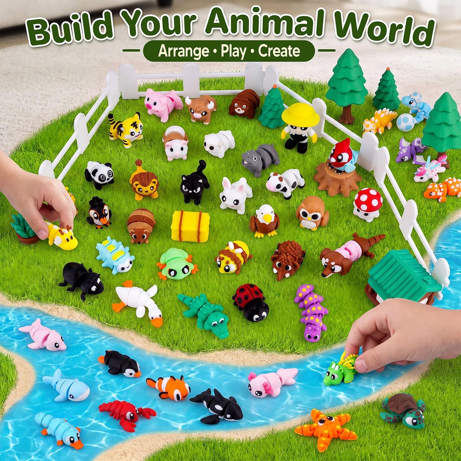 60PCS 3D Printed Animals Fidget Toys, Articulated Farm Animal Toys & More image 4
