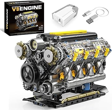 V8 Engine Model Kit that Runs, Visible Mini Car Motor Building Blocks Set for Adults, Compatible with Lego, STEM Physical Science Educational Toy for Teens Boys 14+ 905 PCS