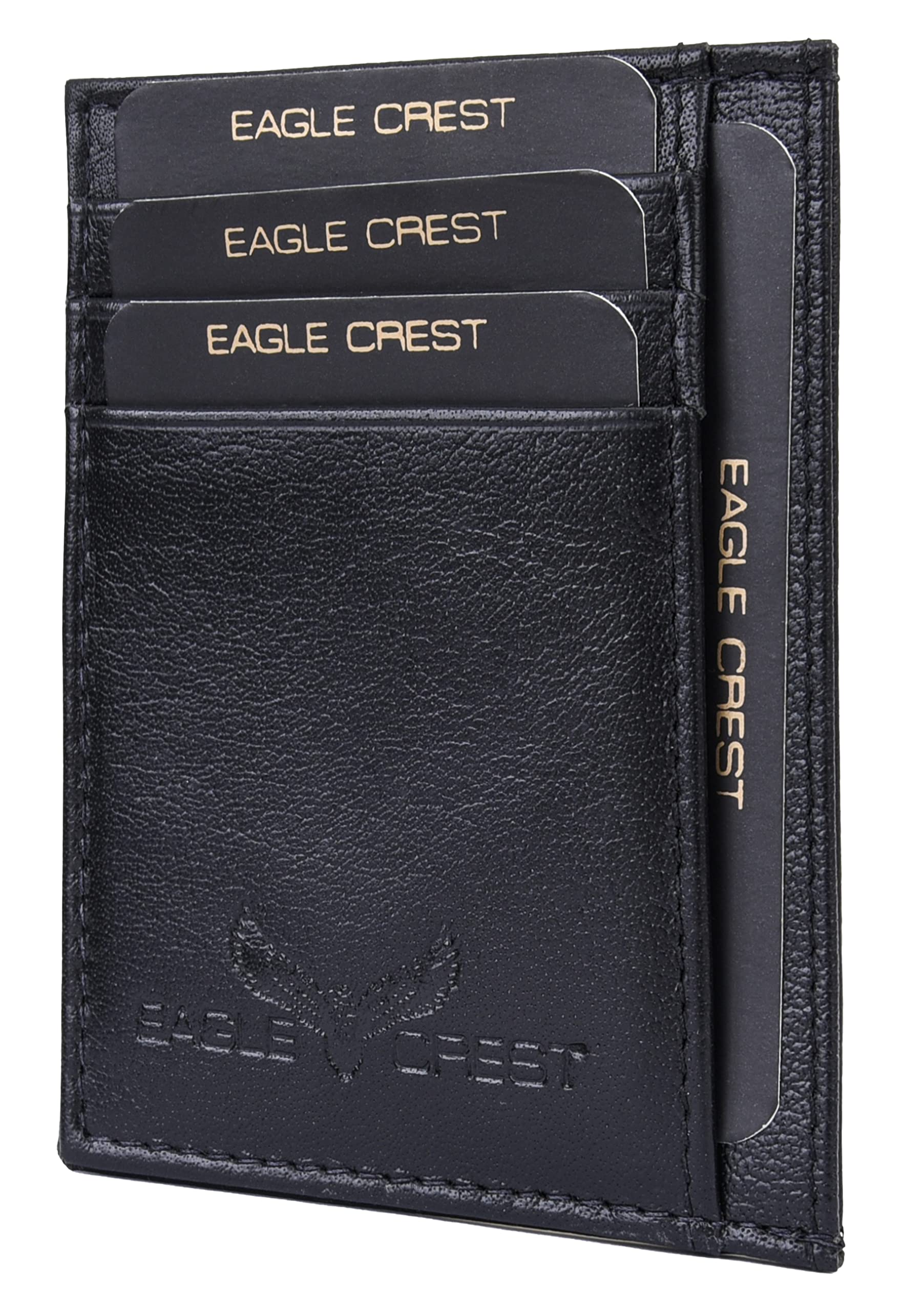 eagle crest Cray Black Leather Card Holder for Men-picture-2