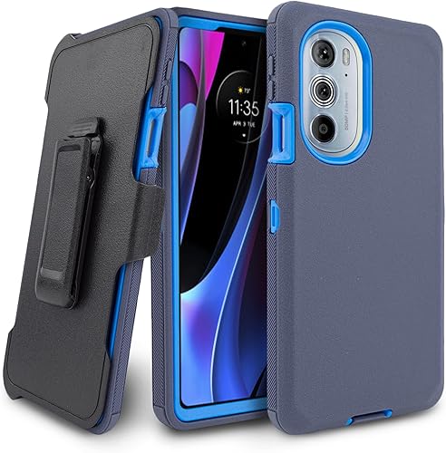 Miniatura 8 de Funda diseñada para Motorola Moto G 5G (lanzada en 2022) con protector de pantalla integrado, soporte giratorio para soporte para cinturón (negro)
