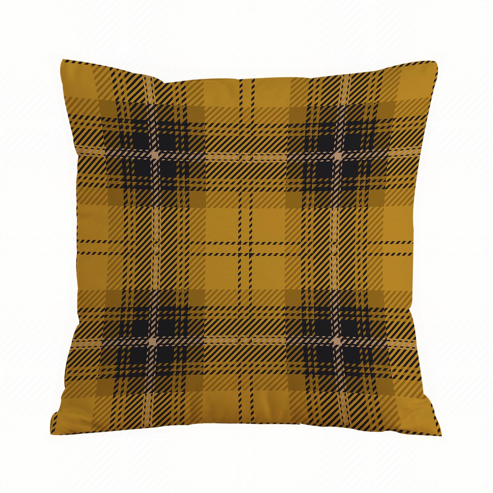 ERRTU Throw Pillow Case Pillowcase Square Printed Cushion Cover for Living Room Sofa Couch Bed Car,Yellow Scottish Tartan Plaid Pattern,18x18 in