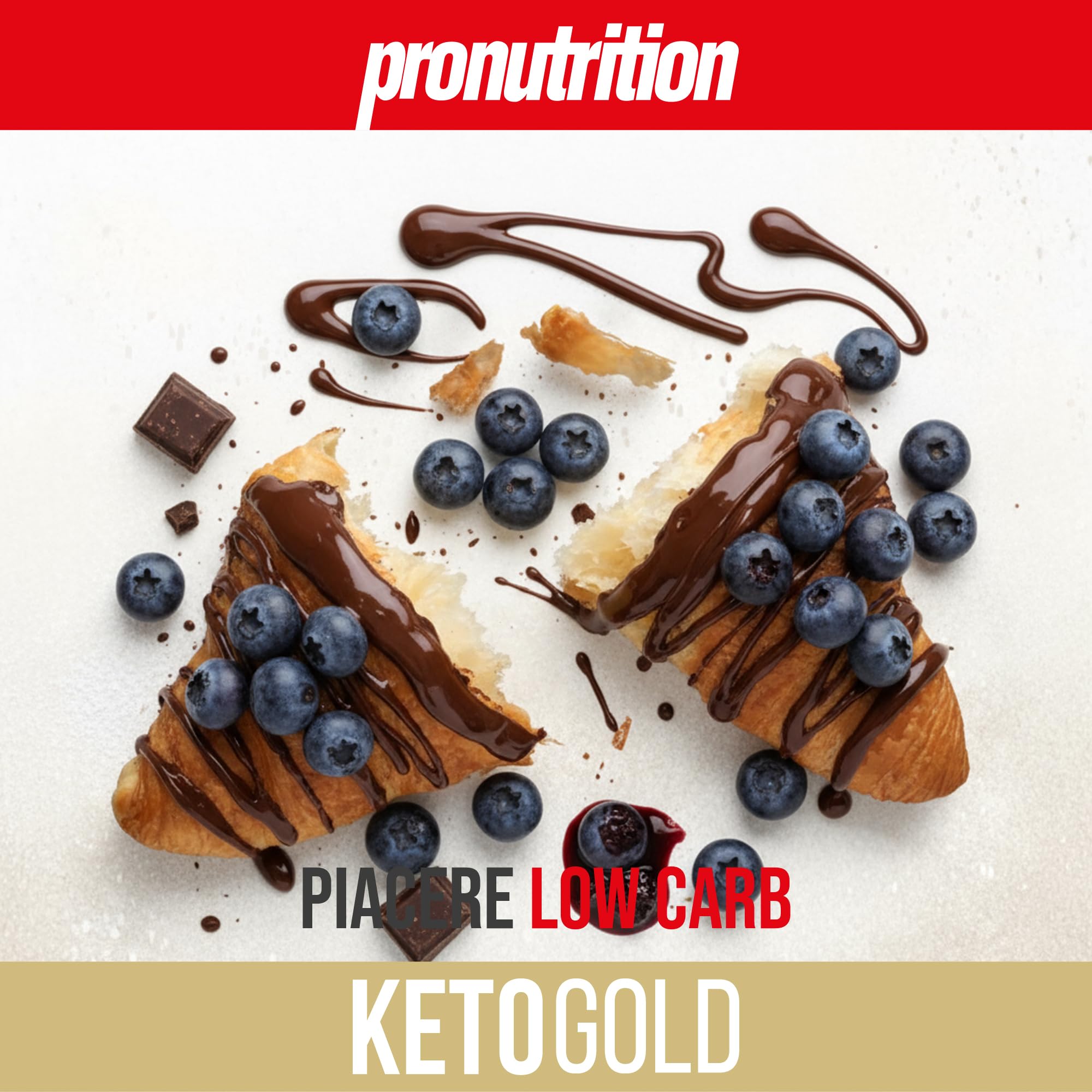 ProNutrition Cornetto keto multicereali (50 gr, Cioccolato e mirtilli) – Brioche keto sfogliata senza zuccheri aggiunti con 3,50 gr di carboidrati – Ideale per colazione o spuntini – Made in Italy