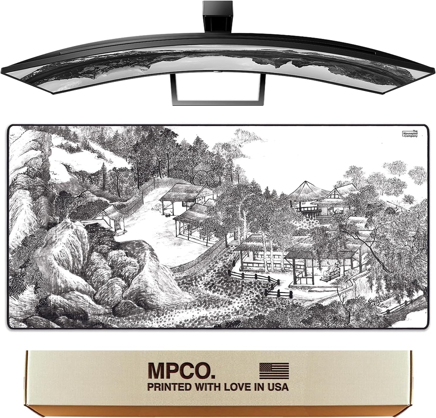 MPCO. Original Large Gaming Desk Mat – 36" x 17" Duraglyde Ukiyo-E Whiling Away Full Desk Mouse Pad for Smooth Precision – Non-Slip, Washable Extra-Large PC Mouse Pad for Gaming Sessions