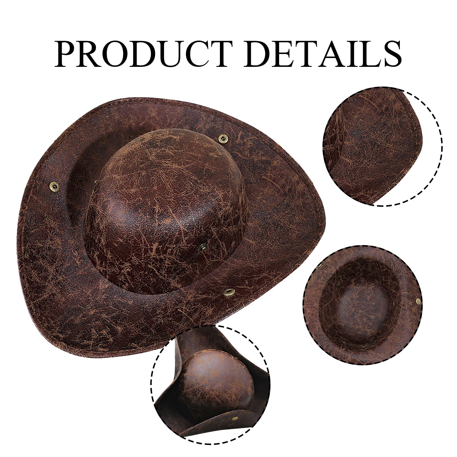 Brown Pirate Hat for Adult Pirate Accessories for Men Women Tricorn Hat Pirates Cap, Halloween Costume Accessories - Image 3