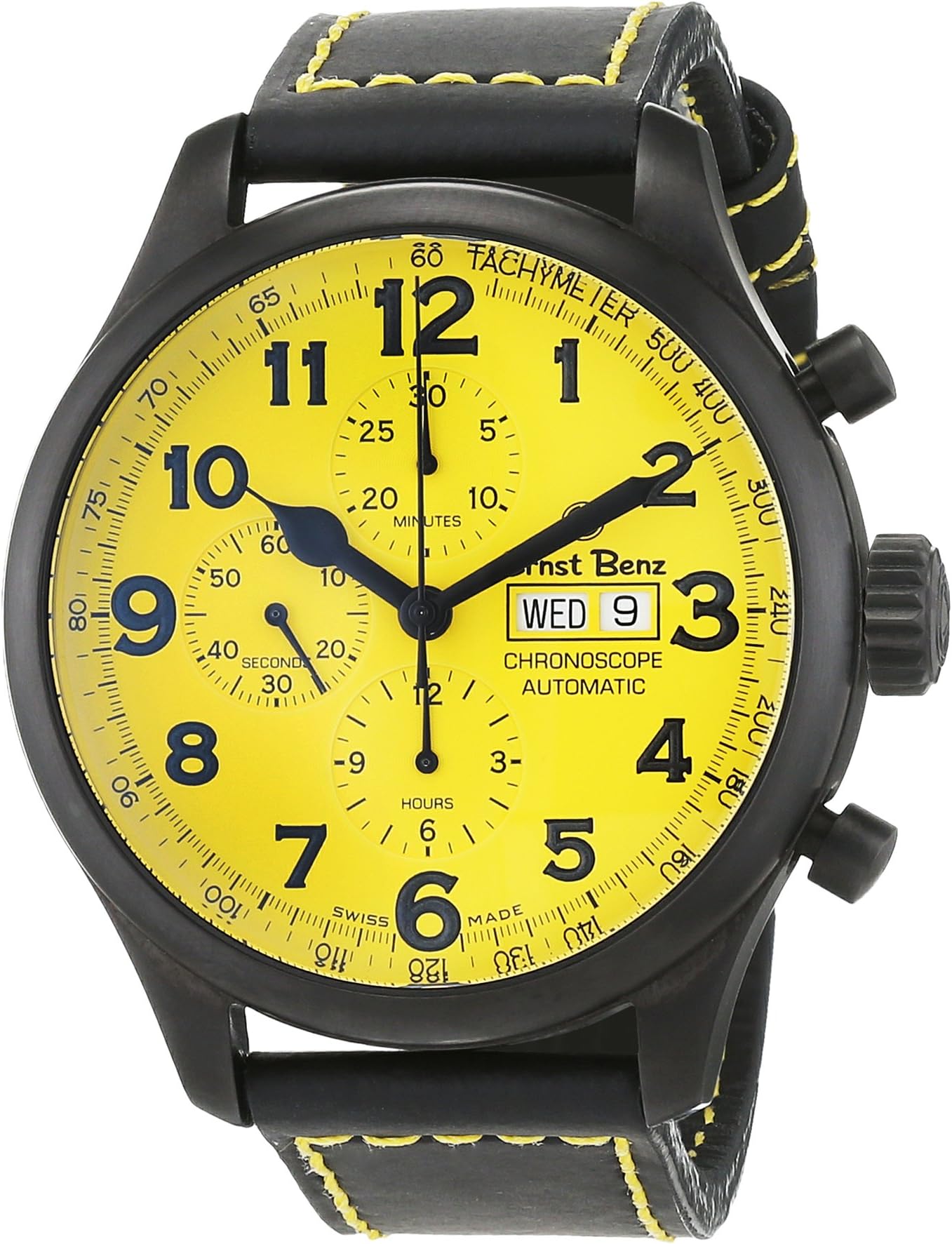 Ernst Benz Unisex-Adult Chronograph Automatic Watch with Leather Strap GC10119-DLC.22-22AV-RT.017