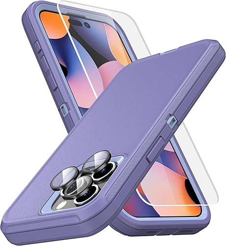MXX Funda resistente para iPhone 15 Pro Max de 6.7 pulgadas 2023, con protector de pantalla de vidrio templado, protector de lente de cámara de 3 disponible en Yaxa Guatemala