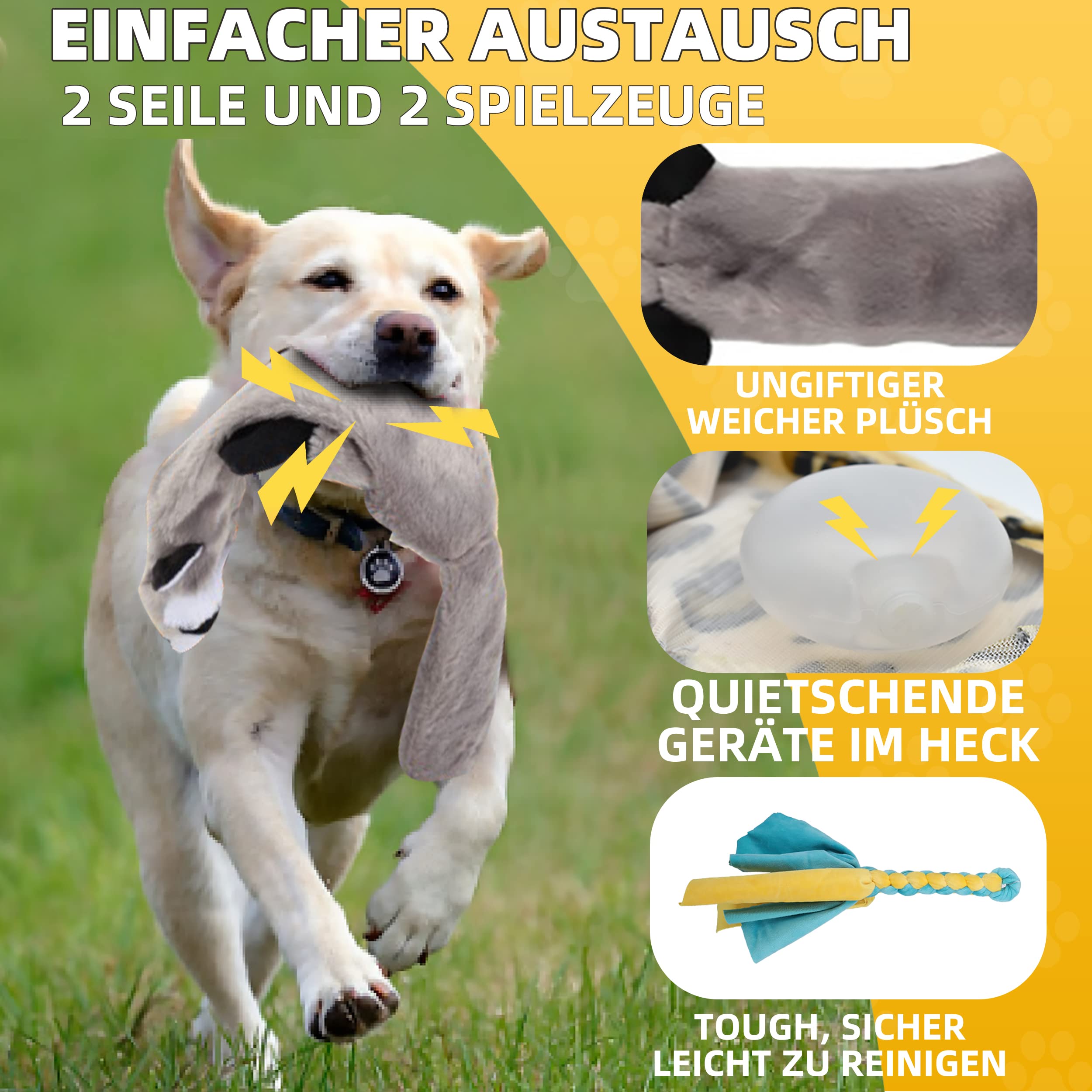 Reizangel Hunde, Profi Reizangel für Kleine, Mittelgroßer, Große Hunde für Ultimativen Spielspaß & Körperliche Auslastung （Seilstreifen + Biber）