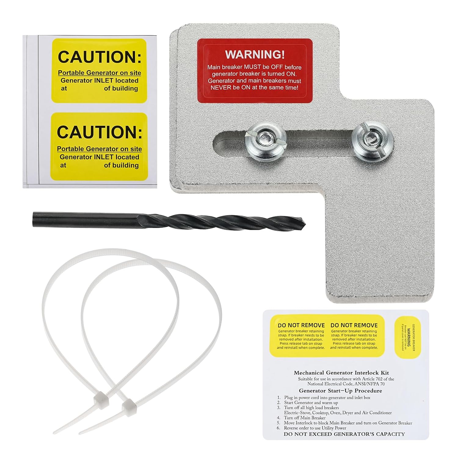 Generator Interlock Main Breaker Interlock Kit Compatible with Siemens | 100 Amp and Murray 100 Amp Panel, 1 1/4" Spacing Between Main and Branch Breaker, Safely Interlock