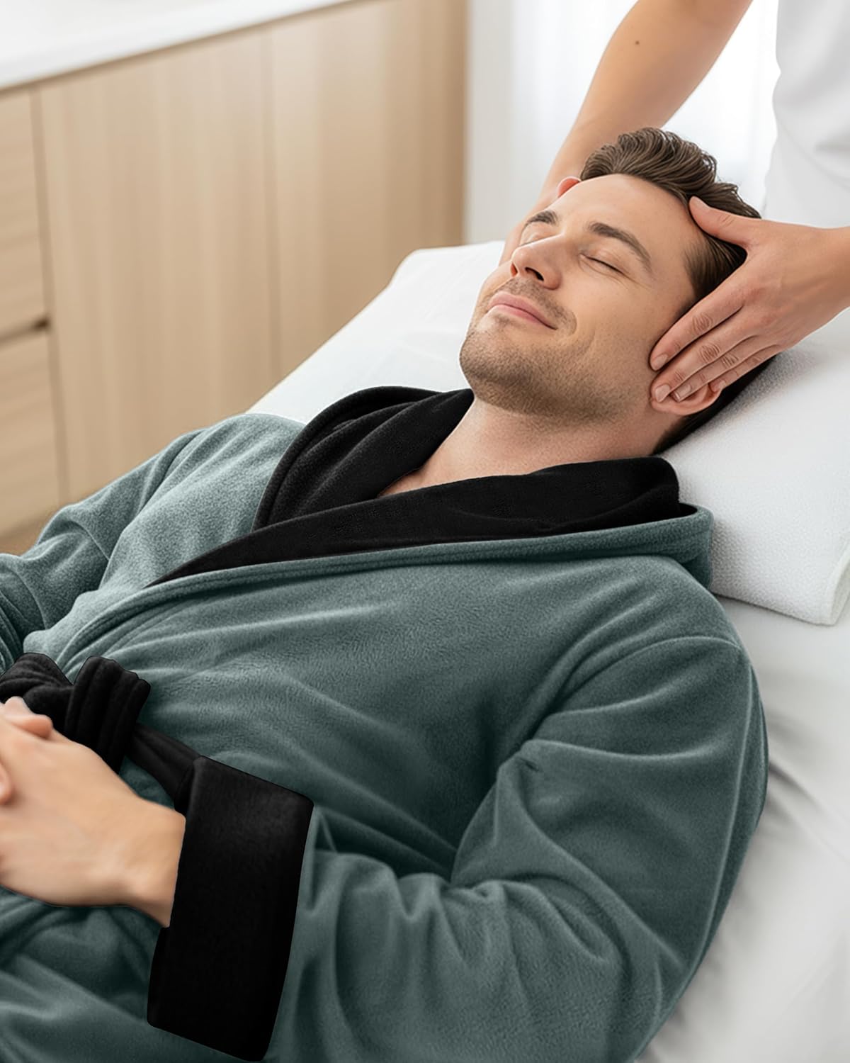 NY Threads Mens Robe with Hood, Luxury Plush Fleece Hooded Mens Bathrobe, Spa Bath Robe for Men - Image 6