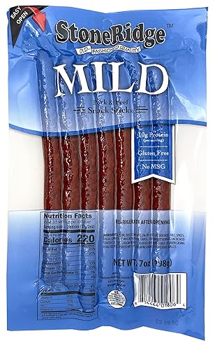 StoneRidge - Palitos de carne suave de 7 onzas (7 palitos de carne de una onza) Palitos de carne seca Sin MSG, sin gluten, 0.35 oz de proteína