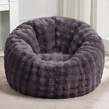 Hobestluk Bean Bag Chairs Large Bean Bag Couch for Adults Stuffed Lazy Sofa Chair Comfy Floor Chair with Spacious Design for Reading, Gaming or Relaxing Dark Grey