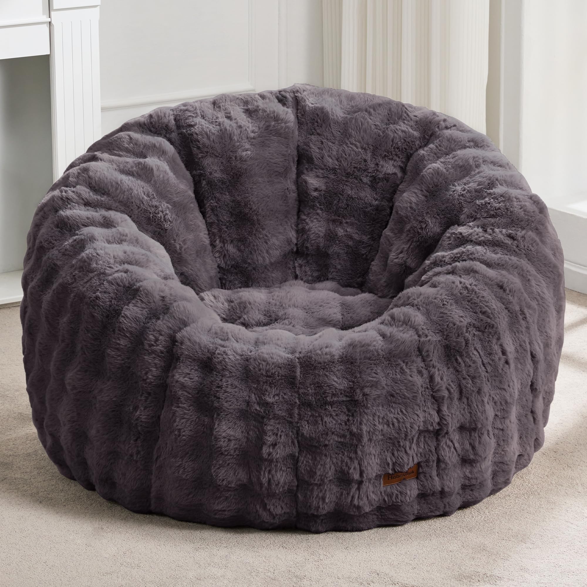 Hobestluk Bean Bag Chairs Large Bean Bag Couch for Adults Stuffed Lazy Sofa Chair Comfy Floor Chair with Spacious Design for Reading, Gaming or Relaxing (Dark Grey)