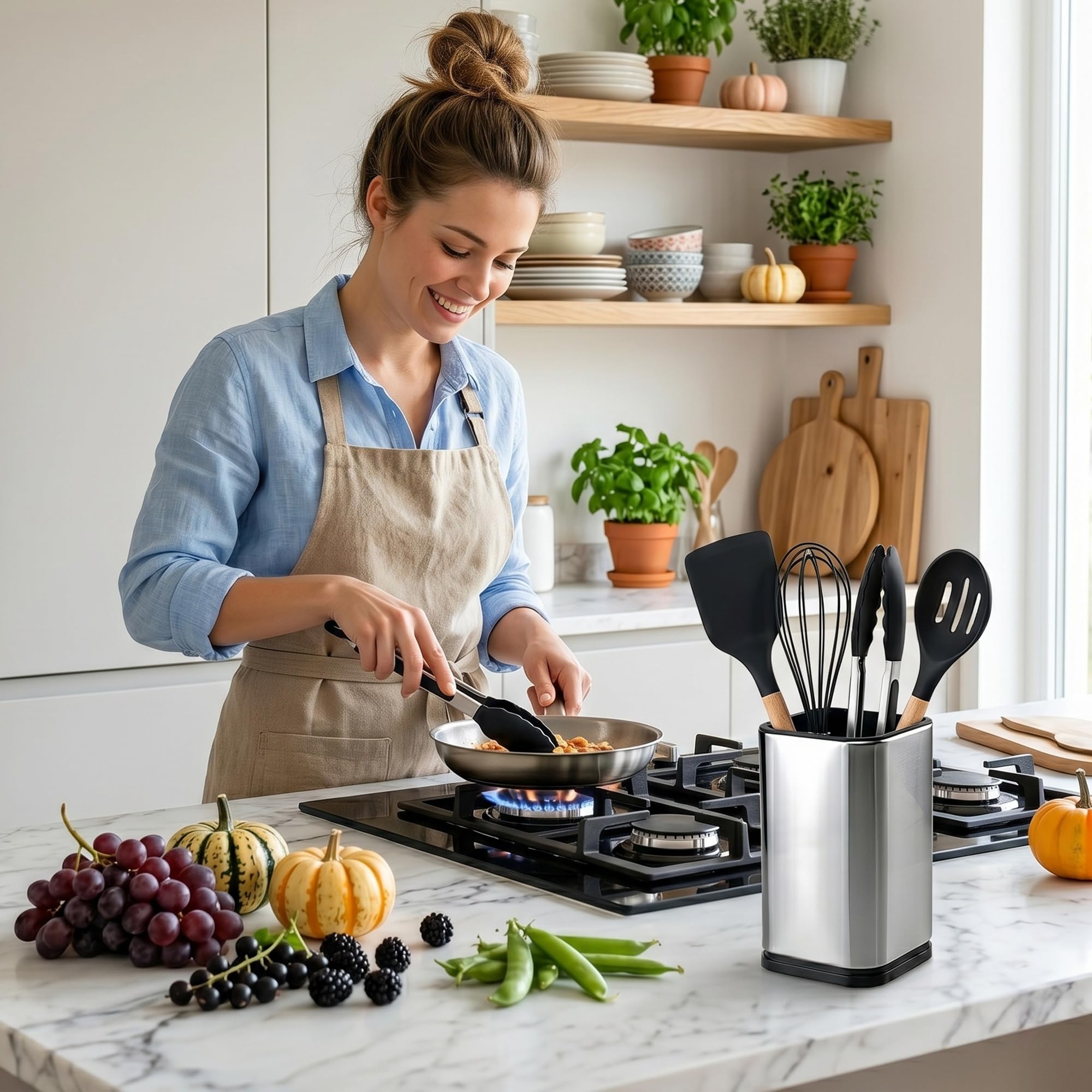 Stainless Steel Utensil Holder - Kitchen Caddy -6