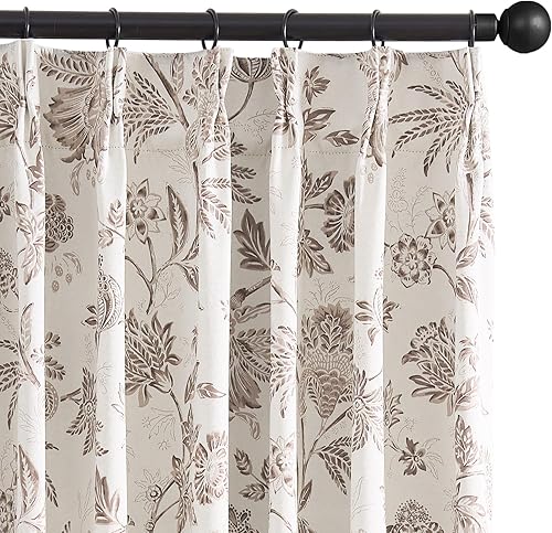 Miniatura 27 de jinchan Cortinas opacas florales para dormitorio, 63 pulgadas de largo, cortinas opacas con estampado de flores, pestañas traseras de campo francés,