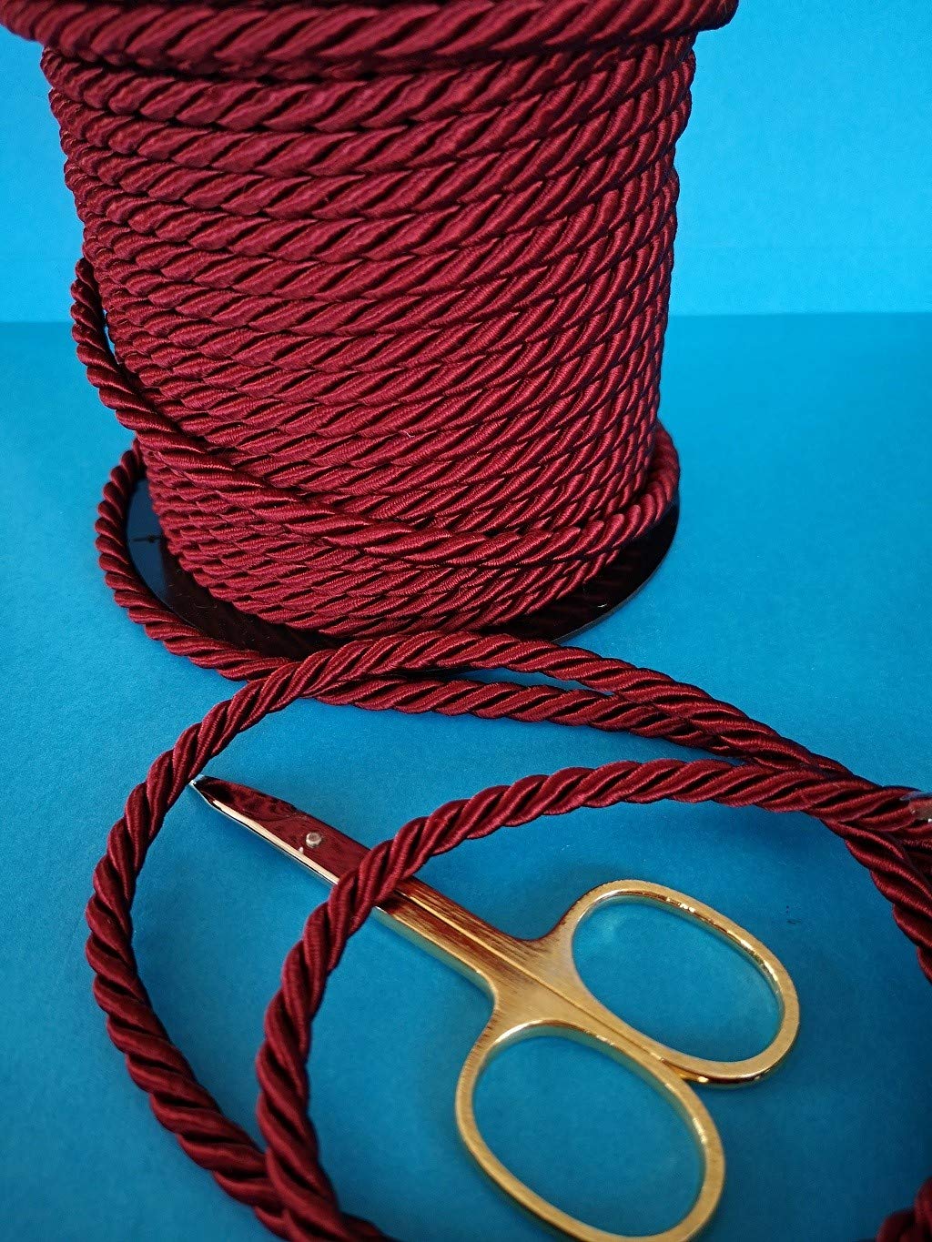 PIZZITALIANI - Cordone Intrecciato 6mm x 25m, Rosso Bordeaux – Corda Decorativa Flessibile, Passamaneria, Cordoncino per cucito, Artigianato, Bricolage, DIY e Fai da Te, Made in Italy