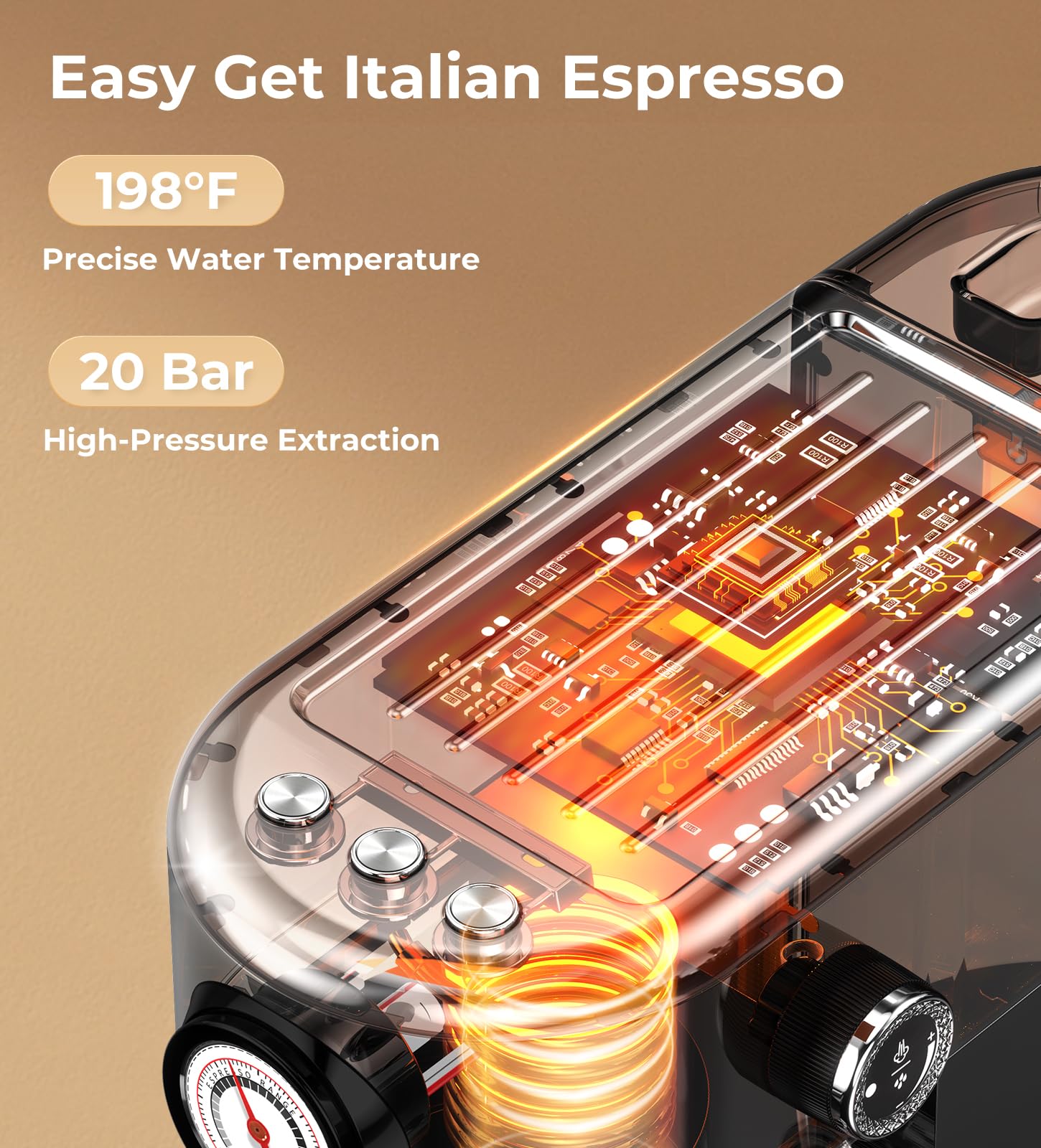 atatix 20 Bar Espresso Machine with Milk Frother, Compact Espresso Maker view 5
